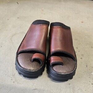Vintage CAT Caterpillar Leather Chunky Y2K Platform Sandals Brown Women's Size10